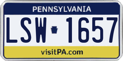 PA license plate LSW1657