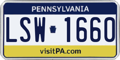 PA license plate LSW1660
