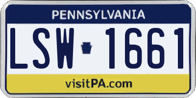 PA license plate LSW1661