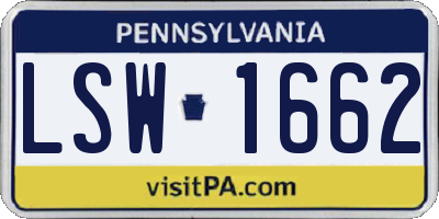 PA license plate LSW1662