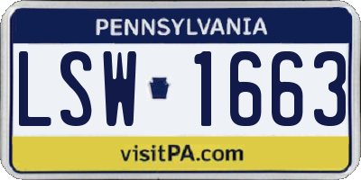 PA license plate LSW1663