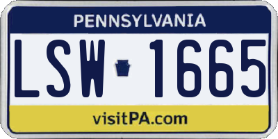 PA license plate LSW1665