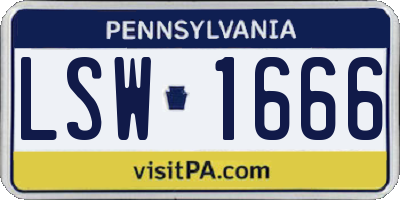 PA license plate LSW1666