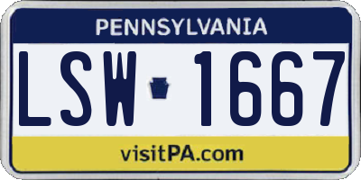 PA license plate LSW1667