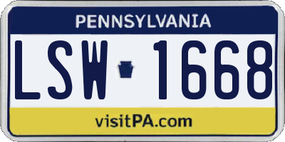 PA license plate LSW1668