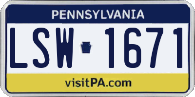 PA license plate LSW1671