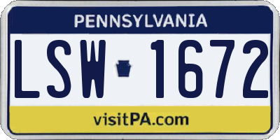 PA license plate LSW1672