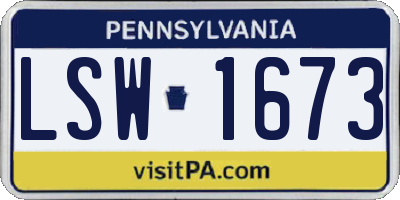 PA license plate LSW1673