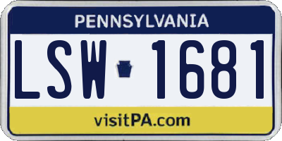 PA license plate LSW1681