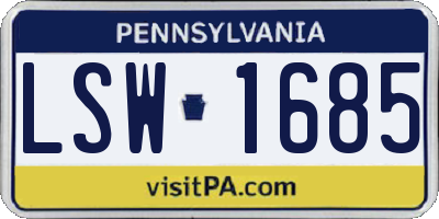 PA license plate LSW1685