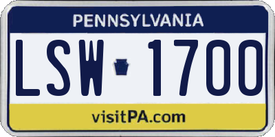 PA license plate LSW1700