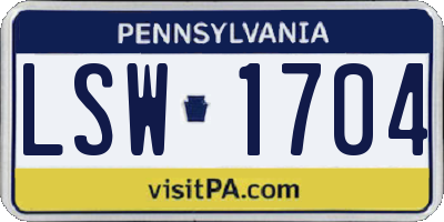 PA license plate LSW1704