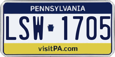 PA license plate LSW1705