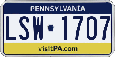 PA license plate LSW1707
