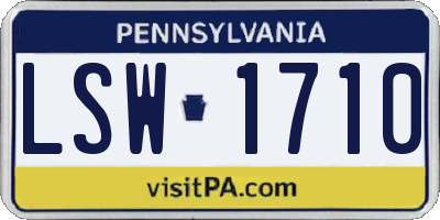 PA license plate LSW1710