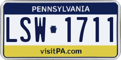 PA license plate LSW1711