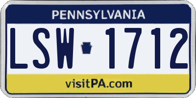 PA license plate LSW1712