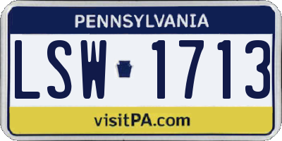 PA license plate LSW1713