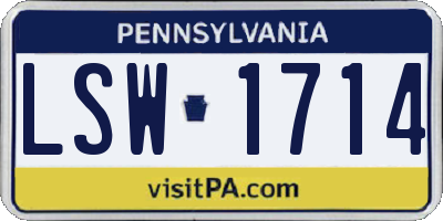 PA license plate LSW1714