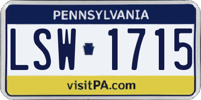 PA license plate LSW1715