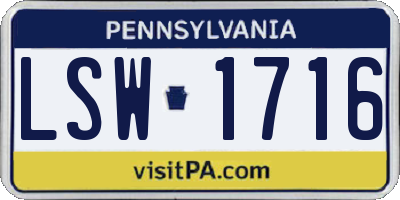 PA license plate LSW1716