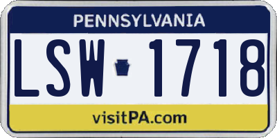 PA license plate LSW1718