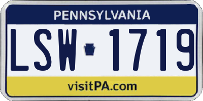 PA license plate LSW1719