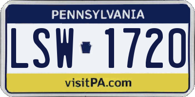 PA license plate LSW1720