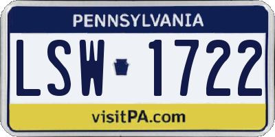 PA license plate LSW1722