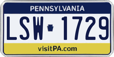 PA license plate LSW1729