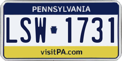 PA license plate LSW1731