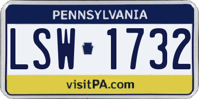 PA license plate LSW1732
