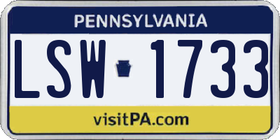 PA license plate LSW1733