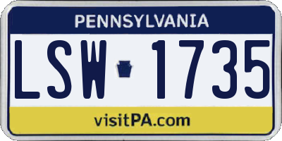 PA license plate LSW1735
