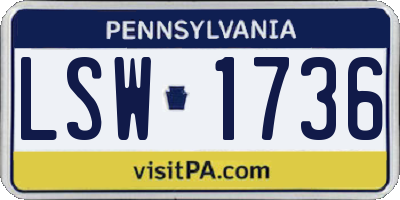 PA license plate LSW1736