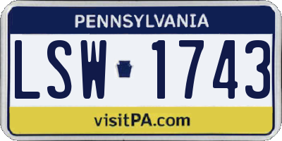 PA license plate LSW1743