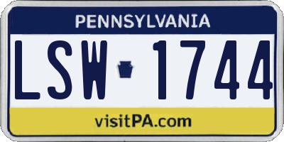 PA license plate LSW1744