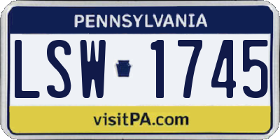 PA license plate LSW1745