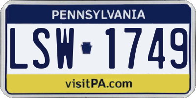 PA license plate LSW1749