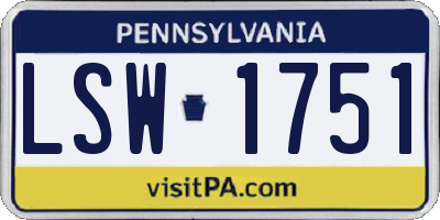 PA license plate LSW1751