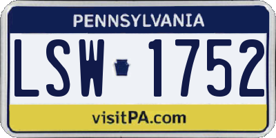 PA license plate LSW1752