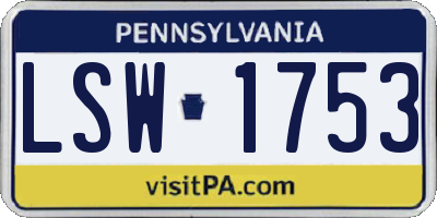 PA license plate LSW1753