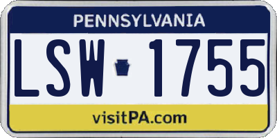 PA license plate LSW1755