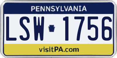 PA license plate LSW1756