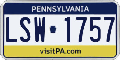 PA license plate LSW1757