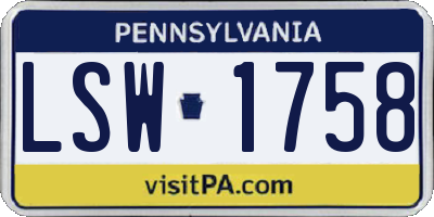 PA license plate LSW1758
