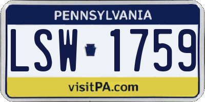 PA license plate LSW1759
