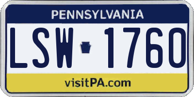 PA license plate LSW1760