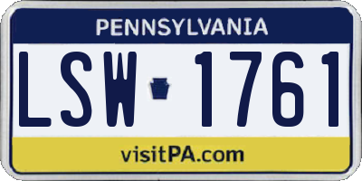 PA license plate LSW1761