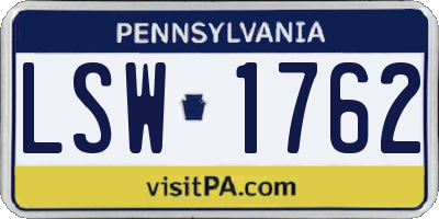 PA license plate LSW1762